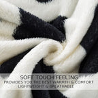 Flannel Fleece Cow Print Blanket Twin Size - Premium Lightweight Anti-Static Super Soft Cozy Plush Cow Blankets, Lightweight Microfiber Winter Warm Throw Blanket 66" x 90"(Black Cow Twin)