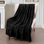 Exclusivo Mezcla Fleece Throw Blanket for Couch, Sofa, 300GSM Super Soft and Warm Blankets, Black Throw All Season Use, Cozy, Plush, Lightweight, 50x60 Inches