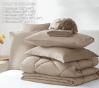 CozyLux King Size Comforter Set Khaki - 7 Pieces Bed in a Bag King, Luxury Soft Bed Set for All Seasons, Bedding Set with Down Alternative Comforter, Sheets, Pillowcases & Shams