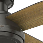Hunter Fan Company 59249 Dempsey 52 inch Ceiling Fan with Light and Remote, Low Profile Indoor, Noble Bronze Finish