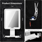 Lighted Shower Mirror Fogless for Shaving, Heated Fog Free Large 9.5*7inch 3 Color Modes Dimming Shower Shaving Mirror with Light, Rechargeable Anti-Fog Shower Mirror with Storage Tray & Razor Holders