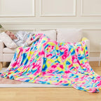 Colorful Blanket King Size- Premium Lightweight Anti-Static Rainbow Throw Soft Couth Sofa Cozy Warm Flannel Blankets Plush Gift for Daughter Mom, Bedroom Decor 90" x 108"(Rainbow King)