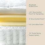 ZINUS 13 Inch Euro Top Pocket Spring Hybrid Mattress, King, Pressure Relief, Pocket Innersprings for Motion Isolation, Mattress in A Box