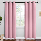 NICETOWN Crystal Pink Room Darkening Curtains for Kitchen, Set of 2, 42 inches Wide by 78 inches Long, Window Treatment Thermal Insulated Solid Grommet Room Darkening Curtains/Drapes for Bedroom
