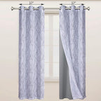 BONZER Mix and Match Curtains - 2 Pieces Branch Print Sheer Curtains and 2 Pieces Blackout Curtains for Bedroom Living Room Grommet Window Drapes, 37x63 Inch/Panel, Light Grey, Set of 4 Panels