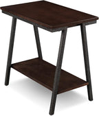 Leick Home 11405 Empiria Narrow Side Table with Shelf, Walnut and Foundry Bronze