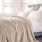 Exclusivo Mezcla Plush Fuzzy Fleece Bed Blanket Twin Size, Super Soft, Fluffy and Warm Blankets, Suitable for All Seasons (Camel, 90x66 Inches)