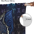 Viking Wolf Curtains Blue Rune Nordic Gothic Animal Curtains Dark Ancient Totem Mythological Pattern Printed Curtains Boys Bedroom Living Room Decoration Blackout Curtains W42 * L63 Inch
