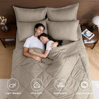 HEVUMYI Linen Twin-XL Comforter Set - 5-Piece All Season Bed in a Bag Twin-XL, Ultra Soft Bedding Set with Comforter, Flat Sheet, Fitted Sheet, Pillowcases, Pillow Shams
