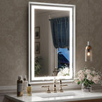 LED Bathroom Mirror, 24“x36“ Lighted Bathroom Mirror with Metal Framed, Extremely Bright LED Mirror for Bathroom, 3 Colors Dimmable, Anti-Fog, Memory, Wall Mounted Lighted Vanity Mirror