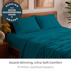Mellanni Queen Sheets Set - 4 PC Iconic Collection Bedding - Hotel Luxury, Extra Soft, Cooling Bed Sheets - Wrinkle, Fade, Stain Resistant (Queen, Teal)