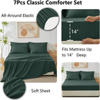 CozyLux King Size Comforter Set Forest Green - 7 Pieces Bed in a Bag King, Luxury Soft Bed Set for All Seasons, Bedding Set with Down Alternative Comforter, Sheets, Pillowcases & Shams