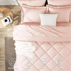 CozyLux Twin XL Comforter Set Blush Pink - 5 Pieces Twin Extra Long Bed in a Bag for College Dorm, All Season Bedding Set for Girls and Boys, Soft Bed Set with Comforter, Sheets, Pillowcase & Sham