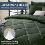 HEVUMYI Army Green Queen Comforter Set - 7-Piece All Season Bed in a Bag Queen, Ultra Soft Bedding Set with Comforter, Flat Sheet, Fitted Sheet, Pillowcases, Pillow Shams