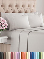 Full 6 Piece Sheet Set - Comfy Breathable & Cooling - Ultra-Soft Hotel Luxury Bedding Set w/ 8-16 Inch Deep Pockets - 1 Flat & 1 Fitted Sheet & 4 Pillowcases - Wrinkle Free & Easy Care - French Grey