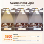 TALOYA Ceiling Fans with Lights and Remote, 46 Inch Low Profile Ceiling Fan with Light, Flush Mount, Reversible, 3CCT, Dimmable Modern Ceiling Fan for Bedroom, Living Room, Outdoor Patio, White Gold