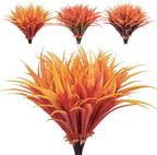 8 pcs Fall Artificial Flowers for Decoration, Fake Artificial Tall Grass Plants for Outdoors, Orange Faux Tropical Greenery Autumn Front Porch Patio Garden Outside Plastic Shrubs Bushes