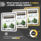LED Bathroom Mirror with Lights 28x32 Wall Vanity LED Mirror Stepless Dimmable,Double Front and Backlight,Anti-Fog,Memory Smart Mirror for Bathroom
