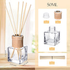 Roshtia 30 Set Reed Diffuser Bottle Empty Refillable Fragrance Glass Diffuser Bottles with Wooden Caps Rattan Sticks 50ml 1.7 oz Glass Jars for DIY Fragrance