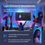 130 FT Led Lights For Bedroom,Music Synchronized, Intelligent Application Remote Control Color Change Bluetooth LED Strip Lights, Used For Bedroom, Kitchen, Room Lighting Decoration