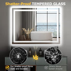 48X36 LED Bathroom Mirror with Lights, Anti-Fog, Dimmable, Backlit + Front Lit, Smart Bathroom Vanity Mirror, Memory Function, Shatterproof, Tempered Glass (Horizontal/Vertical)