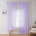 OWENIE Lavender Sheer Curtains 72 Inches Long Set of 2, Airy Sheer Curtains & Drapes for Living Room Bedroom, Solid Voile French Door Curtain Rod Pocket Top, Light Purple, 2 Pcs Total 84 inch Width