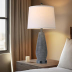 Farmhouse Table Lamps Set of 2 with USB C+A Ports and AC Outlet, 3 Way Touch Rustic Bedside Lamps for Living Room, 26.5" Grey Vintage Lamps for Bedroom Nightstand