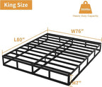King Box Spring, 7 Inch King Size Box Spring Only, 3000 lbs Heavy Duty Metal Frame Mattress Foundation with Fabric Cover, Easy Assembly-Noise Free