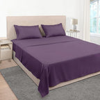 Mejoroom King Size Bed Sheet Set - Hotel Luxury 1800 Bedding Sheets & Pillowcases - 16" Deep Pocket Fitted Sheet, Soft, Breathable, Wrinkle & Fade Resistant - 4 Piece(King, Purple)