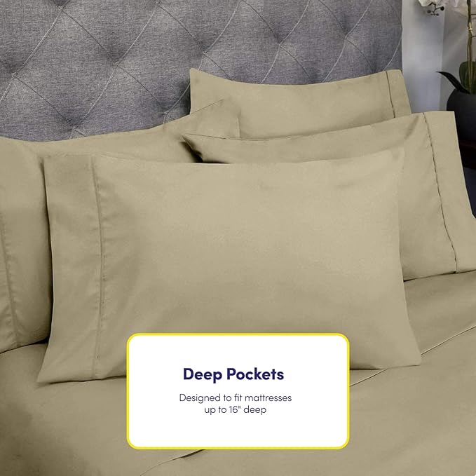 Full Size Bed Sheets - 6 Piece 1500 Supreme Collection Fine Brushed Microfiber Deep Pocket Full Sheet Set Bedding - 2 Extra Pillow Cases, Great Value, Full, Sage
