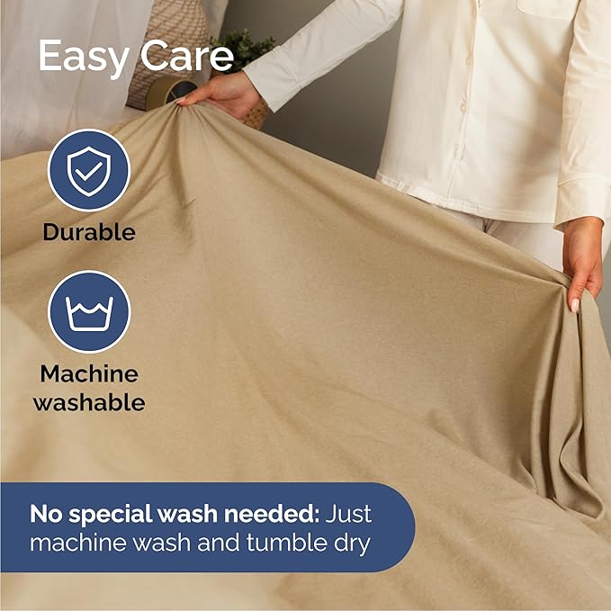 Cal King 6 Piece Sheet Set - Comfy Breathable & Cooling - Soft Hotel Luxury Bedding Set with 8-16 Inch Deep Pockets - 1 Flat & 1 Fitted Sheet & 4 Pillowcases - Wrinkle Free & Easy Care - Heathered Tan