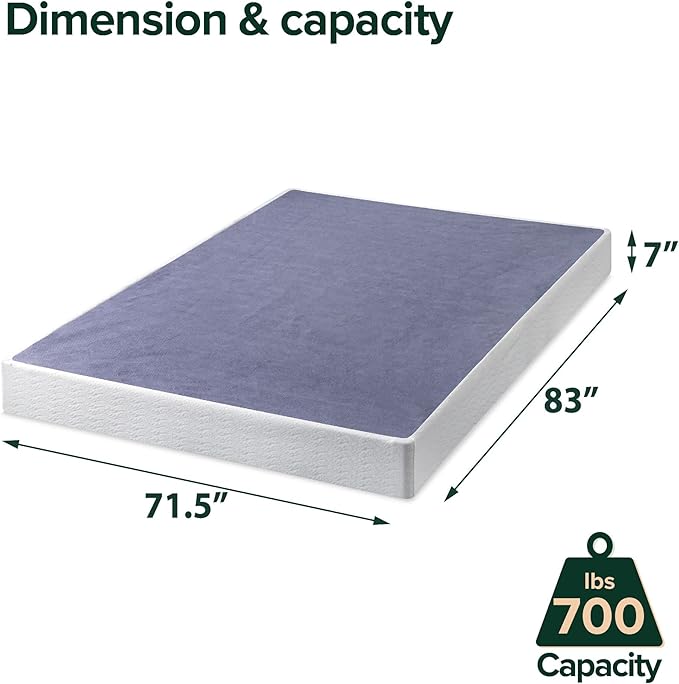 ZINUS 7 Inch California King Metal Smart Box Spring, Mattress Foundation, Strong Metal Frame, Easy Assembly