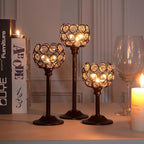 12pcs Bulk Crystal Candle Holders Set, 3 Sizes Tealight Candlestick Holders for Wedding Table Centerpiece, Fireplace Candelabra, Home Decor – Black (Kehail)