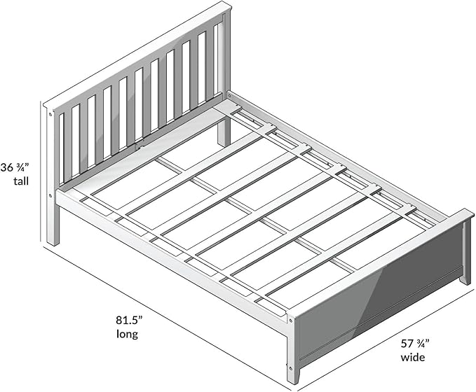 Max & Lily Full Size Bed Frame with Slatted Headboard, Solid Wood Platform Bed for Kids, No Box Spring Needed, Easy Assembly, Clay