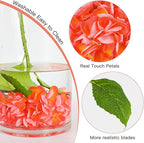 Nubry 22.44In Orange Hydrangea Artificial Flowers,4Pcs Latex Faux Real Touch Large Hydrangea Flowers with Long Stems & Leaves for Home Office Decor Wedding Party Arrangements(Orange)