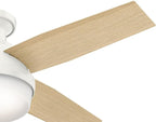 Hunter 44 inch Indoor Ceiling Fan with LED Light and Remote Control - White Modern Ceiling Fan, Low Profile Mount, 4 Blades, For Bedroom, Living Room, or Kitchen, Quiet - Dempsey 59244, Fresh White