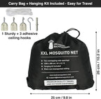 Black Mosquito Net for Single to King-Sized Beds – 2 Openings or Fully-Enclosed Bed Canopy – Conical Design for Decoration or Travel – Free Bag & Hanging Kit for Easy Setup