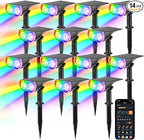 Linkind Smart Solar Spot Lights Outdoor SL5C, Solar Halloween Lights Color Changing APP/Voice Control Landscape Lighting, IP67 Spotlight Outdoor Waterproof for Yard, Garden, Pathway(14 Pack)