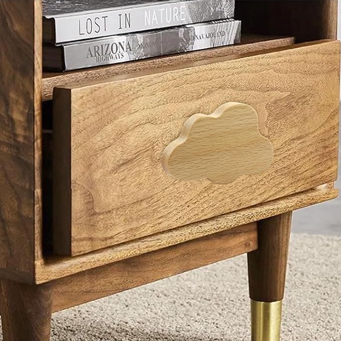 6 Pack Cloud Wooden Knobs, Decorative Wood Dresser Knobs Boho Cabinet Handles, Room Handles for Nursery Decor(Large)
