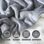 NANPIPER Flannel Blanket Reversible Sherpa Throw Blanket Super Soft Plush Warm Fleece Microfiber (90"x90",Light Gray) Queen