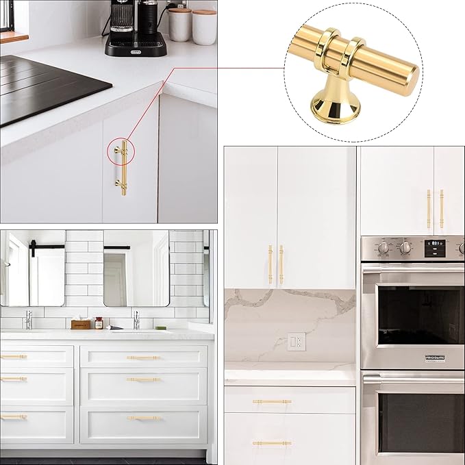 LONTAN 50 Pack Brushed Brass Cabinet Knobs Gold Dresser Knobs