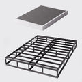 Queen Size Box Spring and Cover Set, 9 Inch High Profile Metal BoxSpring, Heavy Duty Structure Mattress Foundation, Noise Free, Non-Slip, Easy Assembly