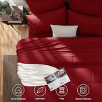 CozyLux King Size Comforter Set Dark Red, 7 Pieces Bed in a Bag, Red Comforter King Size, All Season Bedding Sets with Stitch Quilted Comforter, Flat Sheet, Fitted Sheet, Pillowcases