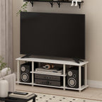 Furinno Turn-N-Tube TV Stand, 3-Tier Entertainment Center with Open Shelves, TV Console for TV up to 50 Inch, for Living Room, Bedroom, White