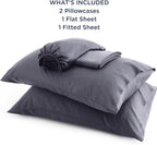Bedsure King Size Sheets Set, Cooling Sheets for Hot Sleepers, Rayon Derived from Bamboo, Breathable & Soft, Deep Pocket Up to 16 Inches, Hotel Luxury Silky Bedding, Dark Grey