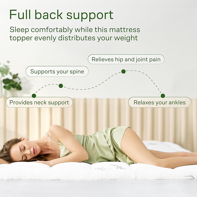 Ultra Soft King Size Mattress Topper - Viscose Made from Bamboo Pillow Top Mattress Pad for Back Pain Relief - Naturally Cooling for Hot Sleepers, White