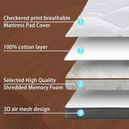WhatsBedding 4 Inch Memory Foam Mattress Topper King Size for Pressure Relief, Extra Soft and Breathable Pillow Top Mattress Topper with 3D air mesh, Fluffy Shredded Memory Foam Filled，80 * 78 * 4in