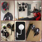 SNAGMO White 180° Motorcycle Helmet Rack, Rotation Metal Helmet Holder Wall Mount, Helmet Holder Bike with 2 Hooks Helmet Hanger for Motorcycle Bike Coats, Caps, Baseballs, Rugby Helmet (2 pcs)