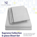 King Size Bed Sheets - 6 Piece 1500 Supreme Collection Fine Brushed Microfiber Deep Pocket King Sheet Set Bedding - 2 Extra Pillow Cases, Great Value, King, Dot Gray