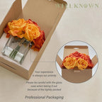 WELL KNOWN Rose Artificial Flowers in Vase with Faux Water, Silk Rose Table Centerpieces for Home Coffee Table Decor, Fake Roses Flower Arrangements for Office Hotel Lavatory Decor (Burnt Orange)